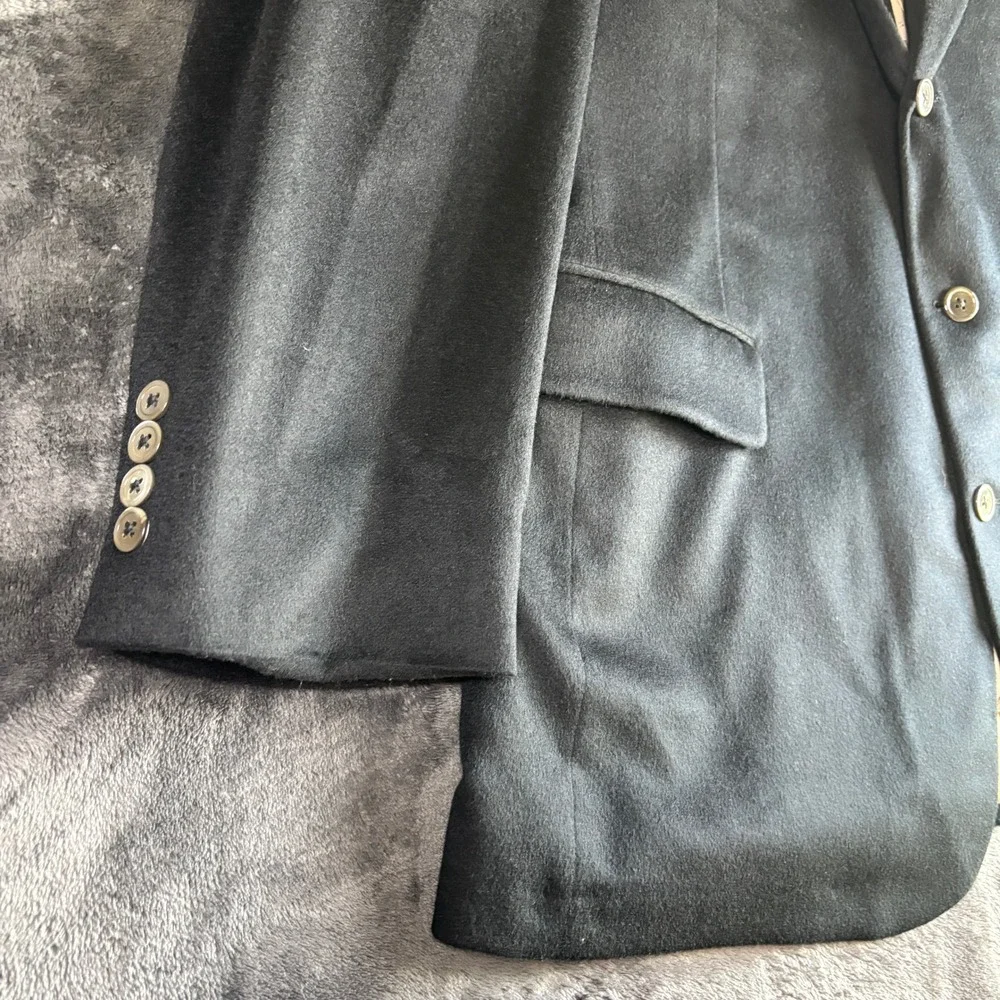 Old School Bespoke Mens Wool Cashmere Bland Blazer Sport Coat Black 46R